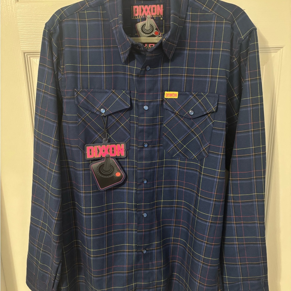 DIXXON Navy and Yellow Plaid Men's Shirt